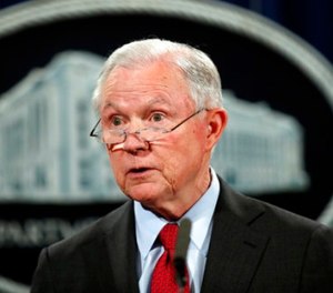 In this Dec. 15, 2017, file photo, United States Attorney General Jeff Sessions speaks during a news conference at the Justice Department in Washington.
