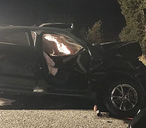 One of the vehicles involved in the collision that killed Maria Elena Cruz and Kylie Rae Harris.