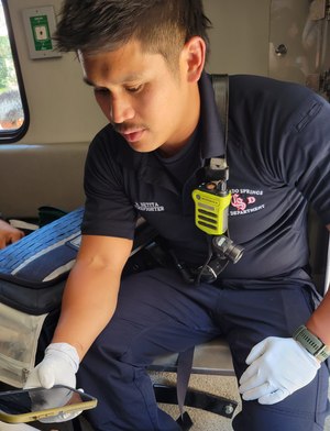 Instead of using radio communication to disseminate patient information to hospital providers, Ryan Betita and other firefighters at CSFD turn to the Pulsara platform.