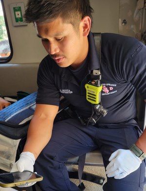 Instead of using radio communication to disseminate patient information to hospital providers, Ryan Betita and other firefighters at CSFD turn to the Pulsara platform.