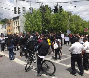 Protesters gather on Monday, June 1 in Albany following the police killing of George Floyd. Albany County will hold walk-up COVID-19 testing in Albany on Thursday for first responders and protesters who may have been exposed during mass gatherings over the last few days.