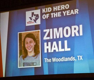 Zimori Hall was awarded the 2017 Kid Hero Award at the Texas Public Safety conference.