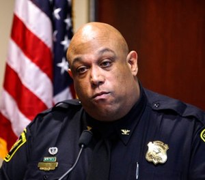 Cincinnati Police Department Chief Eliot Isaac addresses the media at a press conference Thursday, Dec. 21, 2017, in regard to the active shooter at a University of Cincinnati hospital facility the previous day. (Phil Didion/The Cincinnati Enquirer via AP)