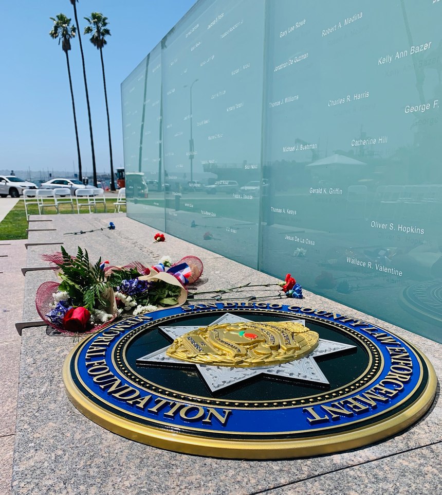 This memorial recognizes law enforcement deputies, officers and agents of federal, state, city and districts who have died in the line of duty within San Diego County, Calif.