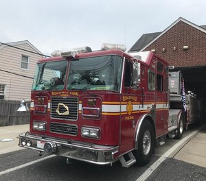 A Ridgefield Park junior firefighter was seriously injured when a pressurized canister exploded at a trash bin fire.