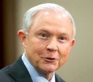 In this March 15, 2017, file photo, Attorney General Jeff Sessions speaks to law enforcement officers in Richmond, Va. (AP Photo/Steve Helber, File)