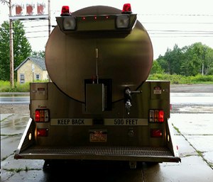 Tanker 72 returned to the station after the benefit and the driver was backing it into the bay when firefighter Donald Ishman walked behind the tanker approximately 30 feet away. (Photo/NIOSH)