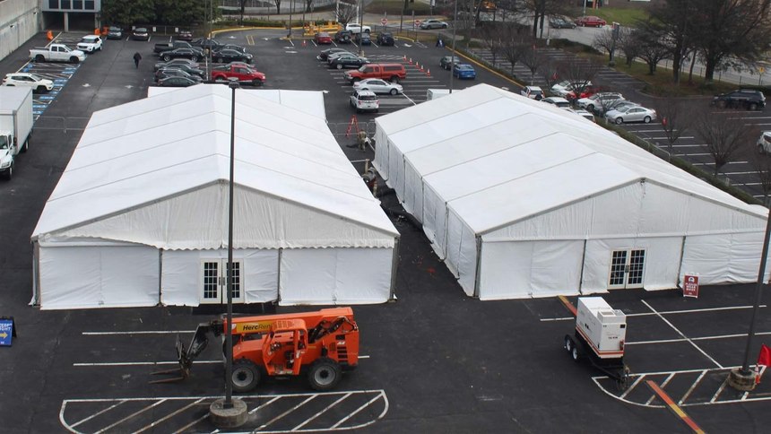 The Metropolitan Atlanta Rapid Transit Authority teamed with DeKalb County to set up this large vaccine site in a parking lot adjacent to its Doraville rail station in Georgia.