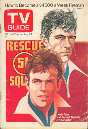 August 3, 1974. Kevin Tighe and Randolph Mantooth of NBC's "Emergency!" (illus. by Bob Peak).