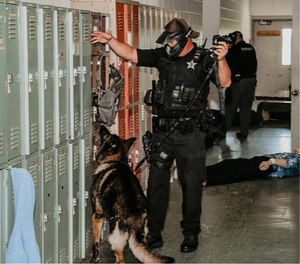 K-9 teams participate in an active shooter drill at CTATC in Immokalee, Florida.