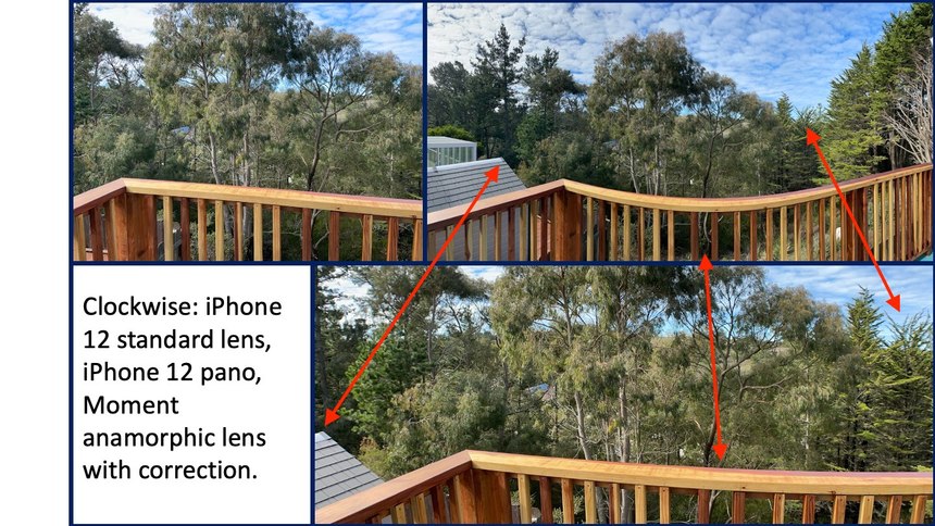 Figure 2: An anamorphic lens can capture an image about 75% as wide as the iPhone’s built-in panorama function but with much less distortion.