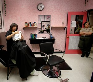 Prison salons, like this one in Lynwood, California, offer inmates valuable opportunities to learn new job skills during their time behind bars.