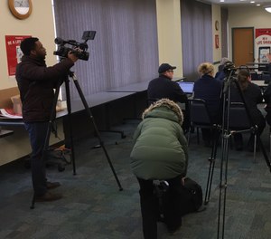 Members of the media prepare to report on the launch of the PulsePoint app in Portage County, Wisconsin. (Photo/Greg Friese)