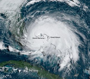 On Sunday, Dorian’s maximum sustained winds reached 185 mph (297 kph), with gusts up to 220 mph (354 kph), tying the record for the most powerful Atlantic hurricane to ever make landfall. (Photo/NOAA)