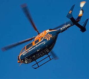 HCA Houston Healthcare unveiled its new AIRLife air ambulance program Friday. The first AIRLife helicopter will be based at The Woman's Hospital of Texas. (Photo/HCA Houston Healthcare)