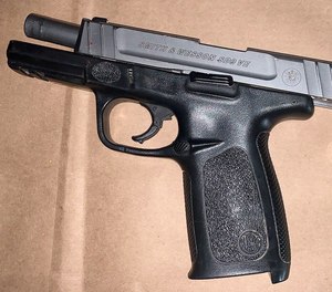 Sacramento Police said this firearm was recovered near the suspect.