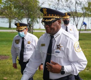 Chicago police Superintendent David Brown at a news conference on Sept. 14, 2020.