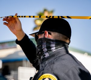 A San Diego police officer wearing a