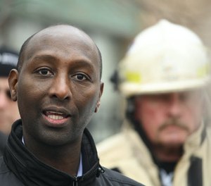 Rep. Mohamud Noor, DFL-Minneapolis, pictured after a fatal November 2019 fire, plans to renew efforts to require property owners to add sprinklers to most high-rise buildings.
