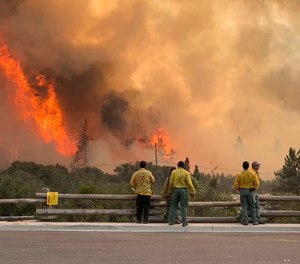 A firefighter has died battling the El Dorado Fire at San Bernardino National Forest, which was sparked when a couple used a pyrotechnic device to reveal their baby's gender.