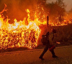 The Springville Hotshots work the Creek Fire on the Sierra National Forest.