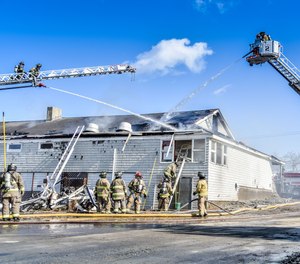 Firefighters from four Rhode Island fire departments extinguished a fire at the Jamestown Golf Course on Saturday. Jamestown fire officials said the blaze was part of a training exercise, but not all of the department that responded were aware of the exercise.