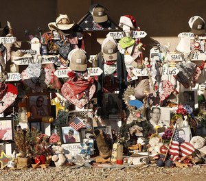 A memorial to the 12 victims of the Borderline Bar and Grill mass shooting in Thousand Oaks on November 5, 2019.