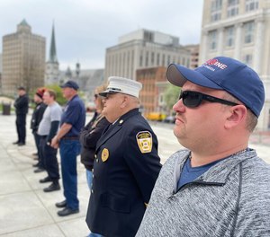 Pennsylvania firefighters rallied at the state Capitol on Monday to call for legislation that would allow them to continue their online fundraisers during the COVID-19 pandemic.