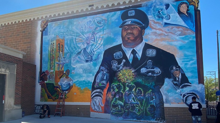 A mural honoring front-line workers who died from COVID-19 was unveiled May 30, 2021, at the Arabic American and Chaldean Council's 55 W. 7 Mile Road building in Detroit.