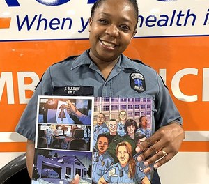 Krystin Harris, 27, an EMS provider for Emergycare is shown on Thursday at Emergycare. Harris was selected to be part of Allegheny Health Network's second collaboration with Marvel comics abut real-life EMS stories.