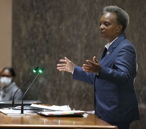 Mayor Lori Lightfoot delivers her budget address speech during a City Council meeting at City Hall, Sept. 20, 2021.
