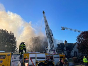 Crews battled a three-alarm house fire in Salisbury Township, Pa. Tuesday morning.