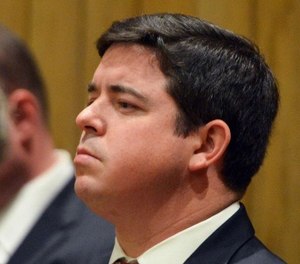 Then-Det. Luke Cournoyer appeared at an April 2017 Hampden Superior Court hearing.