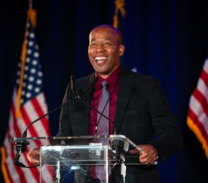 Eric Adams' brother, Bernard Adams, celebrates his brother's win as New York City Mayor in Brooklyn, New York, Tuesday, November 2, 2021.