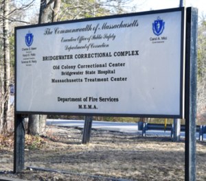The sign at the entrance to the Bridgewater Correctional Complex.