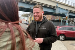James Sherman, property manager with Savage Sisters, works to offer outreach in McPherson Square to those fighting substance abuse. Many in the Kensington neighborhood are currently using xylazine, a powerful animal tranquilizer that is in Philadelphia's heroin/fentanyl supply.