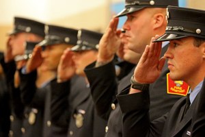 Brand-new firefighters saluted Friday. The Boston Fire Department graduated the largest class in its history.