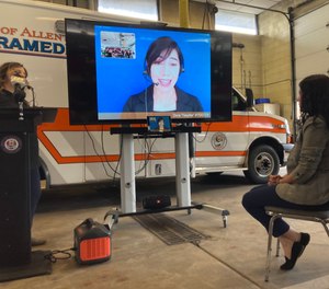 An LVHN medical translator gives a demonstration of what she and other translators like her do during video calls with emergency patients.