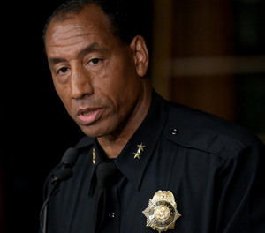Denver police Division Chief Ron Thomas is introduced as the mayor's nominee to be the next chief of police.