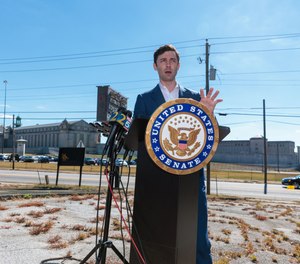 U.S. Sen. Jon Ossoff speaks Wednesday after an inspection of the Atlanta Federal Penitentiary.