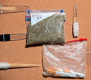 Contraband collected from inmates on Rikers Island were displayed to reporters in June.