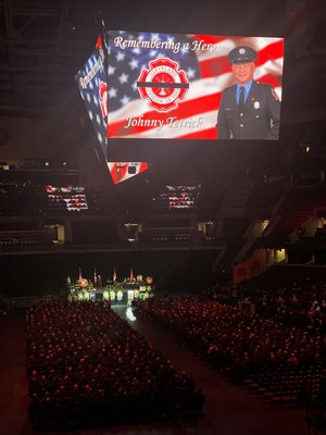 A public funeral for Cleveland Firefighter Johnny Tetrick was held Saturday at Rocket Mortgage Fieldhouse.