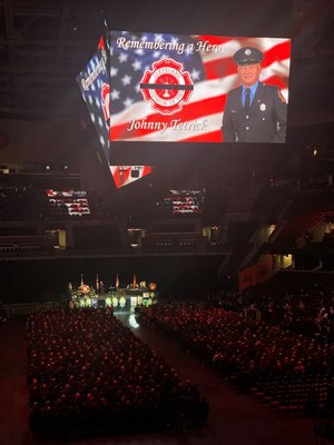 A public funeral for Cleveland Firefighter Johnny Tetrick was held Saturday at Rocket Mortgage Fieldhouse.