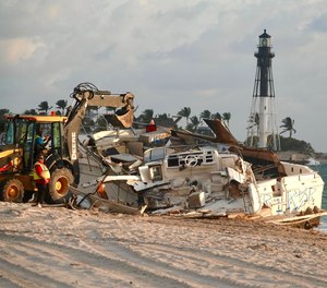 The 49-foot yacht, put adrift by Hurricane Nicole, belonged to a man serving time for felony conviction of possession of a weapon by a convicted felon