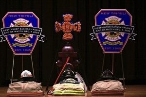 To accommodate an enormous crowd of mourners, the funeral was held in the auditorium of Northwestern Lehigh Middle School.