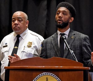 Baltimore Mayor Brandon Scott on Wednesday touted a year-over-year increase in arrests, including those for gun crimes.