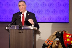 “The very gear designed to keep us safe is laden with these carcinogens,” IAFF President Edward Kelly said Monday, speaking next to firefighter’s outfit piled in a bundle. “The gear we depend on to keep us safe is killing us.”