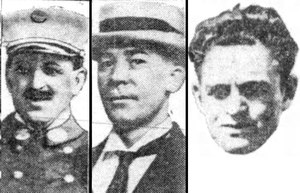 Lt. James Griffin, and Firefighters John Dunne and Michael Hanley were on their way to a fire during a snowstorm on Feb. 6, 1923, when their hook and ladder truck got stuck on railroad tracks.