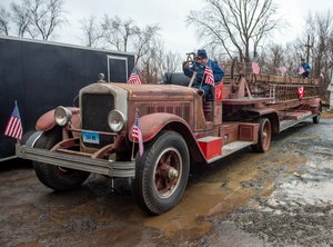 Middletown Firefighter Mark Tine gets ready to put the 1930 American LaFrance tiller truck back into storage. The truck was in service at the Middletown Fire Department's headquarters from 1931 until the late 1950s. Another person has to drive the rear of the vehicle. “Everybody in the Memorial Day parade wanted to pose with it,” said Firefighter Owen Andrew.
