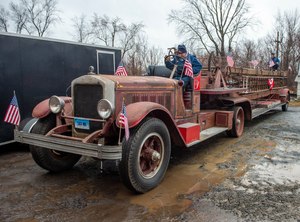 Middletown Firefighter Mark Tine gets ready to put the 1930 American LaFrance tiller truck back into storage. The truck was in service at the Middletown Fire Department's headquarters from 1931 until the late 1950s. Another person has to drive the rear of the vehicle. “Everybody in the Memorial Day parade wanted to pose with it,” said Firefighter Owen Andrew.
